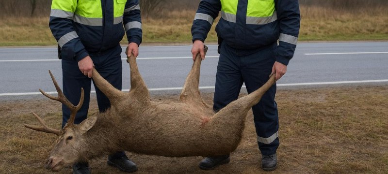 Инспекторы ГАИ сьели оленя в Толочине