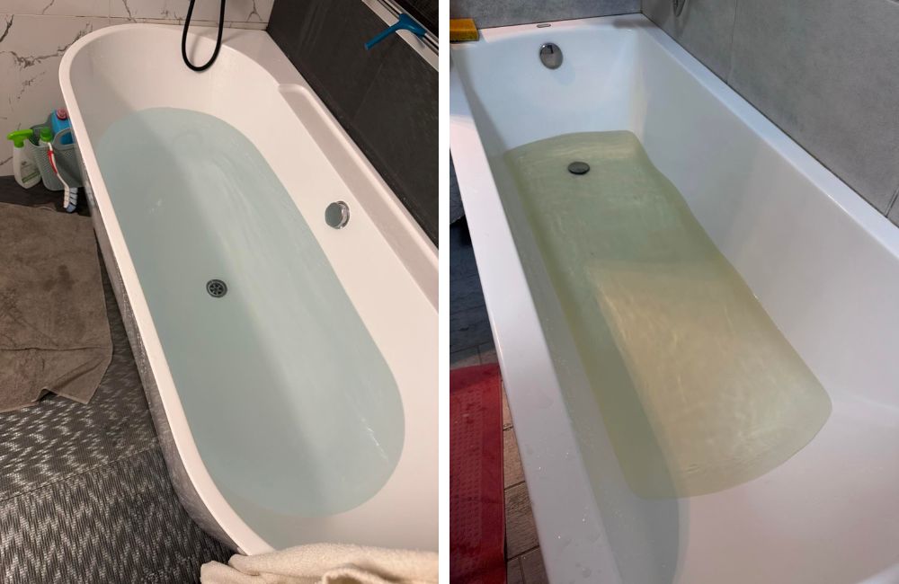 Слева — ванна с водой в Батуми, справа — в Бресте. 