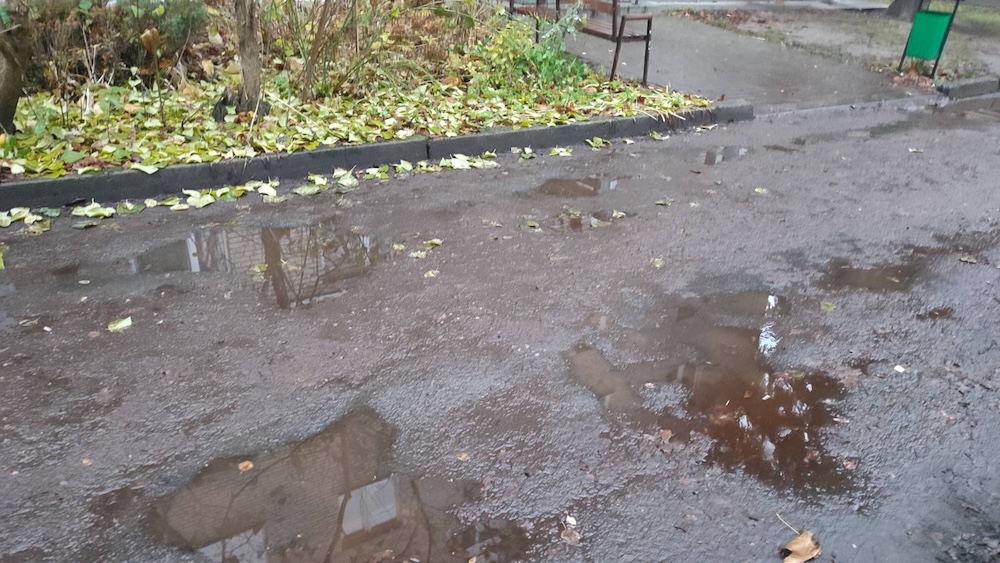 Состояние дороги во дворе, ограниченном улицами Бульвар Космонавтов, Пушкинская и Карбышева.